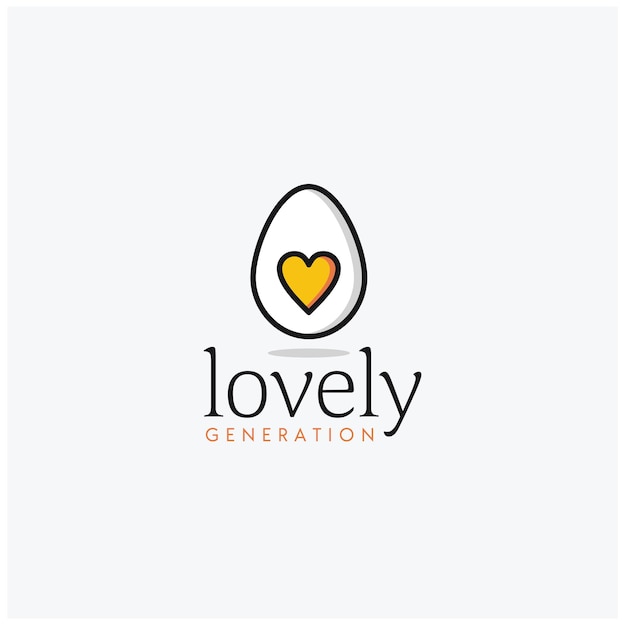 Artistic Cute Chicken Egg Yolk with Heart Love for Baby Born Newborn logo design