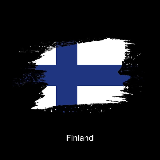 Artistic depiction of Finlands flag with brush strokes