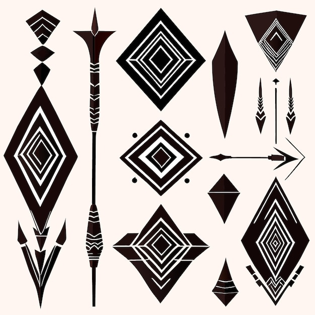 Vector artistic exploration of tribal craftsmanship arrow showcase in arrow