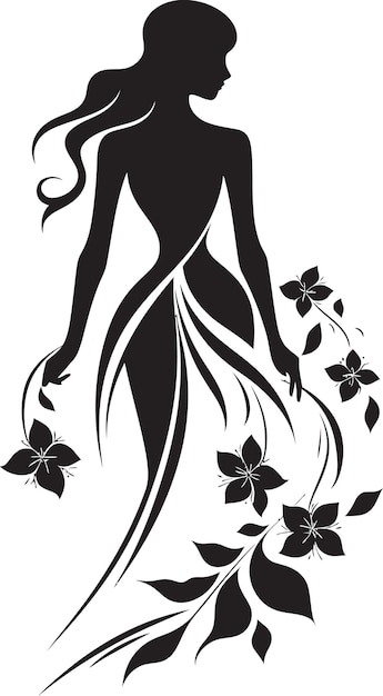 Artistic floral attire elegant vector woman blossom icon minimalist bloom fusion black woman design