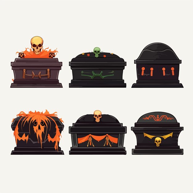 Vector artistic fusion of halloween autumn and horror in a coffin depiction ai generation