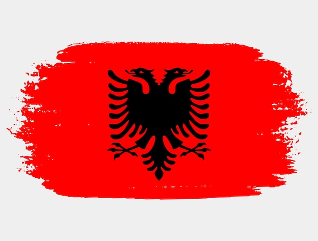 Artistic grunge brush flag of Albania isolated on white background