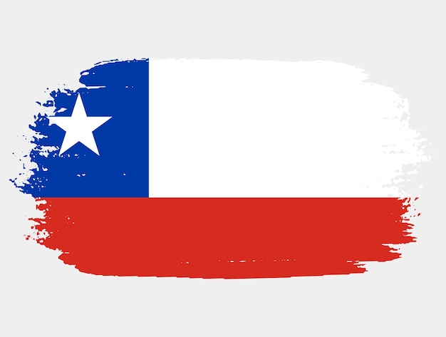 Artistic grunge brush flag of Chile isolated on white background