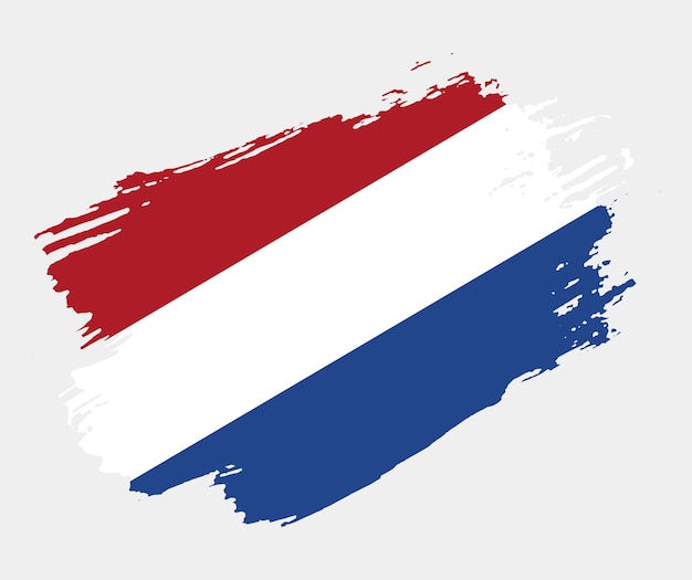 Vector artistic grunge brush flag of netherlands isolated on white background elegant texture of national country flag