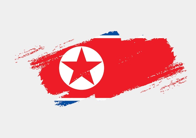 Artistic grunge brush flag of North Korea isolated on white background Elegant texture of national country flag