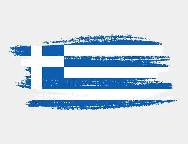 Вектор Художественный гранж-флаг греции изолирован на белом фоне