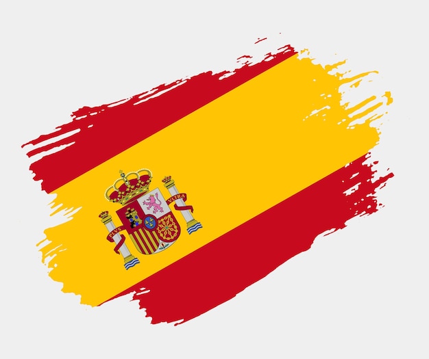 artistic grunge brush flag of spain isolated on white background elegant texture of national country flag