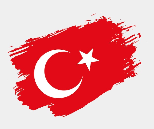 Artistic grunge brush flag of Turkey isolated on white background Elegant texture of national country flag