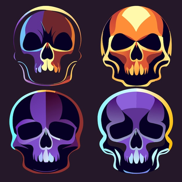 Artistic human skulls vector illustrations graphic design