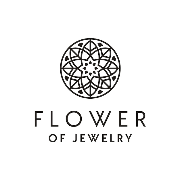 Artistic luxury beautiful jewelry logo design with flower ornament