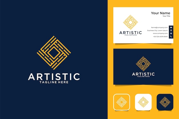 Design del logo quadrato di lusso artistico e biglietto da visita