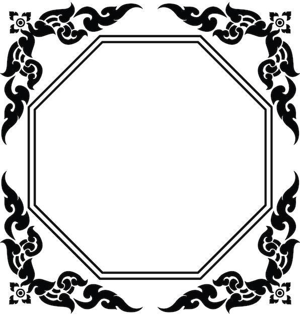 Artistic octagon frame of thai pattern vector