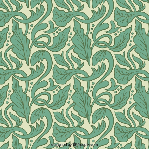 Vector artistic pattern with hand drawn leaves in art nouveau style