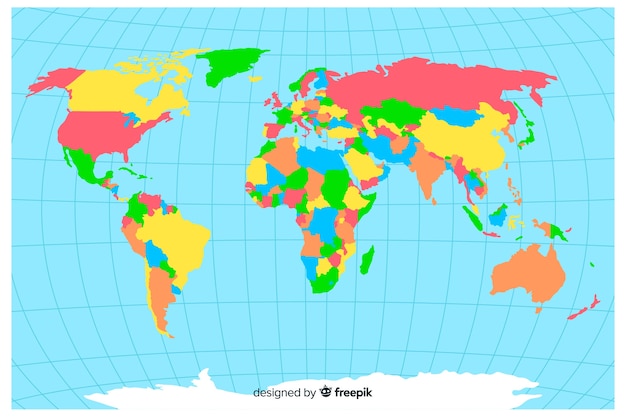 Vector artistic political world map concept