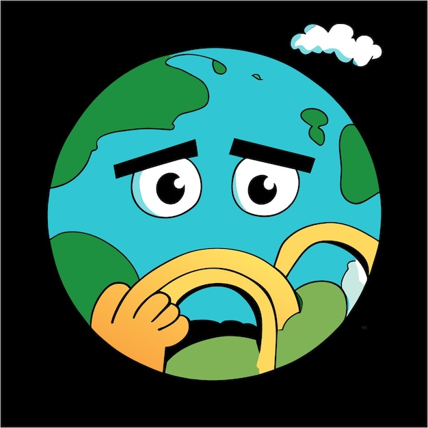 Vector artistic portrayal of a despondent earth