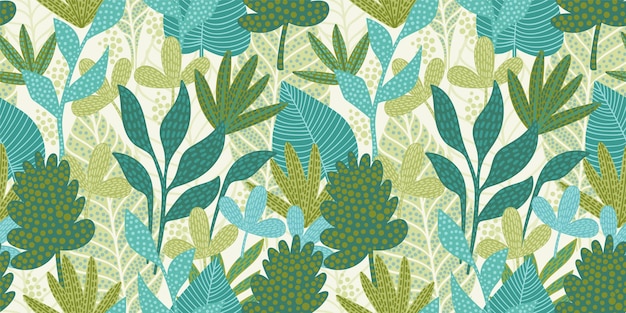 Artistic seamless pattern with abstract leaves. Modern design for paper, cover, fabric, interior decor and other users.