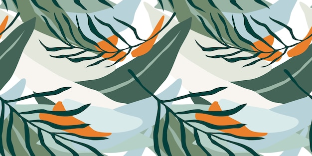 Artistic seamless pattern with abstract leaves.