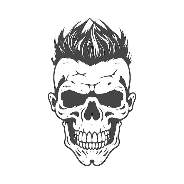 Vector artistic skull tattoo art logo