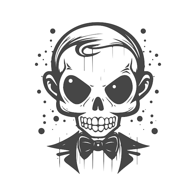 Artistic skull tattoo art logo