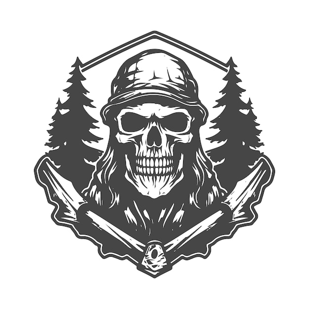 Vector artistic skull tattoo art logo