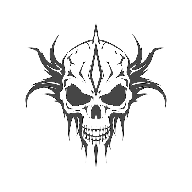 Artistic skull tattoo art logo