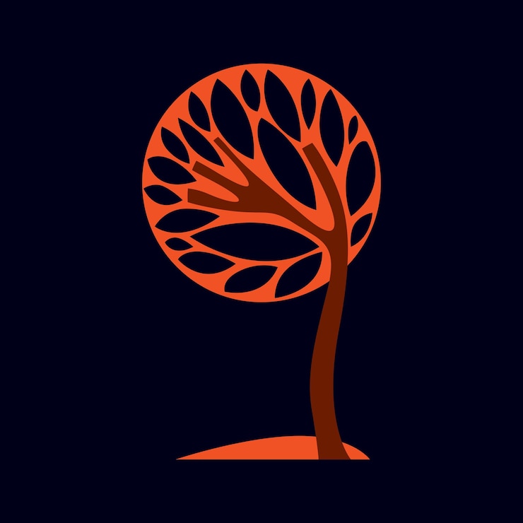 Vector artistic stylized natural design symbol, creative autumn tree illustration. can be used as ecology and environmental conservation concept.
