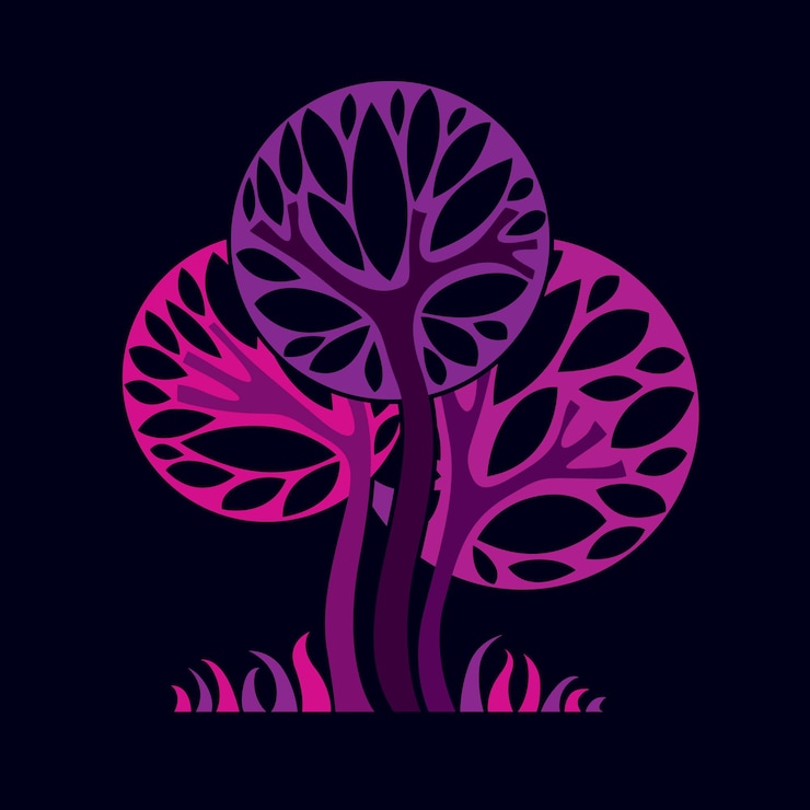 Vector artistic stylized natural design symbol, creative tree illustration. can be used as ecology and environmental conservation concept.