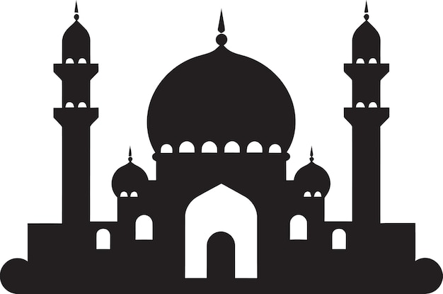 Художественная симметрия Черная мечеть Векторная графика Динамические черные линии Векторный дизайн мечети