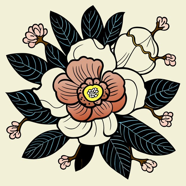 Artistic vector illustration flat style floral design