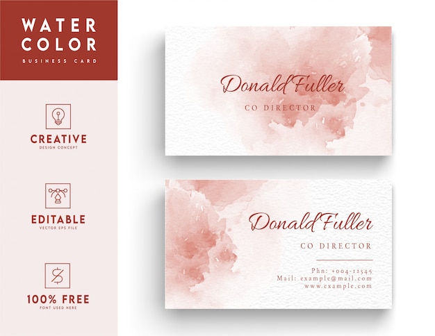 Vector artistic watercolor business card design