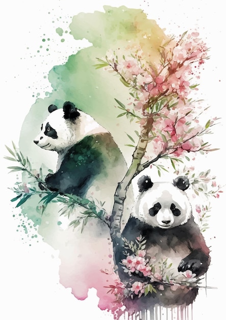 Artistic Watercolor Panda Picture Design