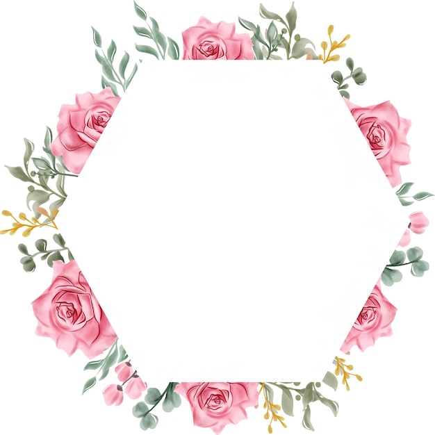 Artistic Watercolor Rose Border for Creative Wedding shape border design