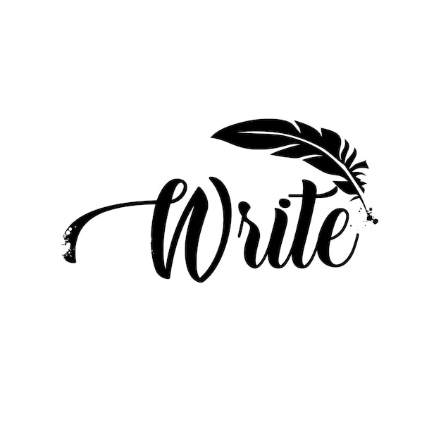 artistic write logo with feather