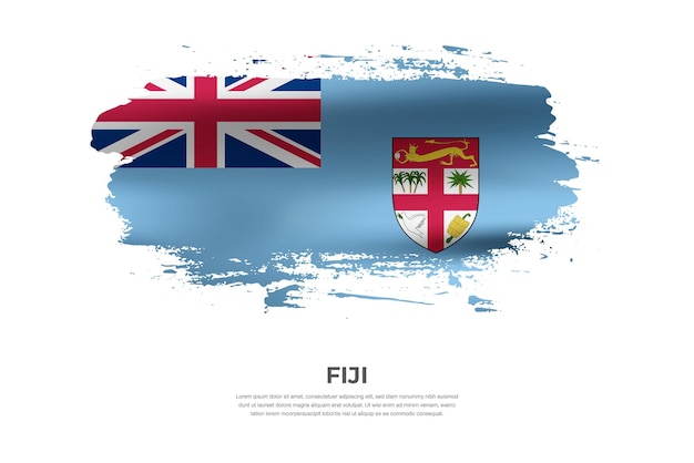 Artistieke doek gevouwen borstel vlag van fiji met verf uitstrijkjes effect op witte achtergrond