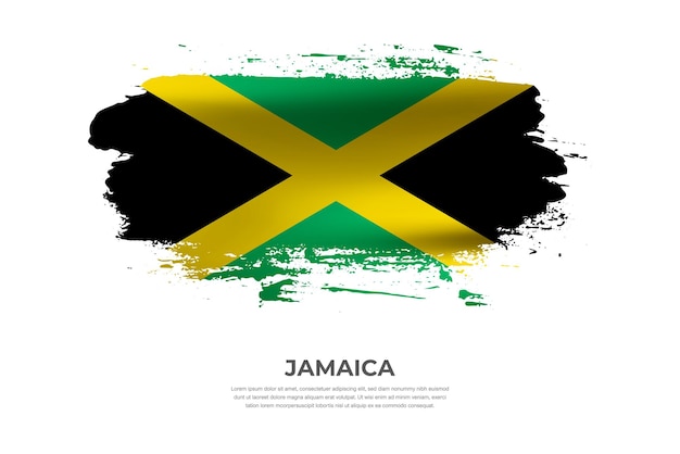 Artistieke doek gevouwen borstel vlag van jamaica met verf uitstrijkjes effect op witte achtergrond