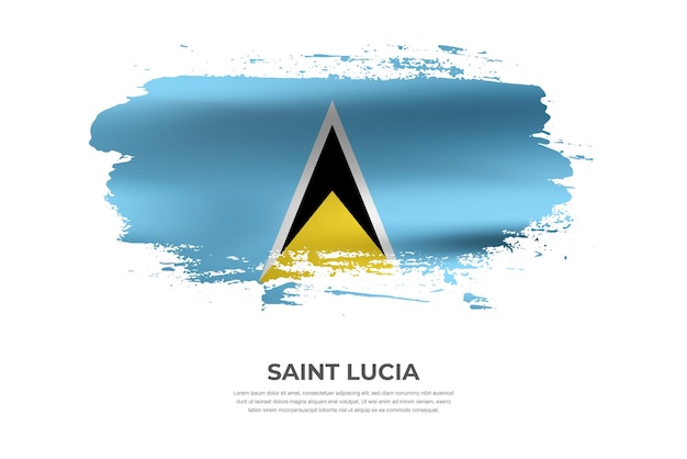 Artistieke doek gevouwen borstel vlag van Saint Lucia met verf uitstrijkjes effect op witte achtergrond