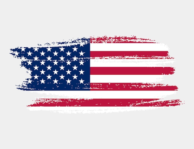 Artistieke grunge brush vlag van de Verenigde Staten geïsoleerd op witte achtergrond Elegante textuur van de nationale vlag van het land