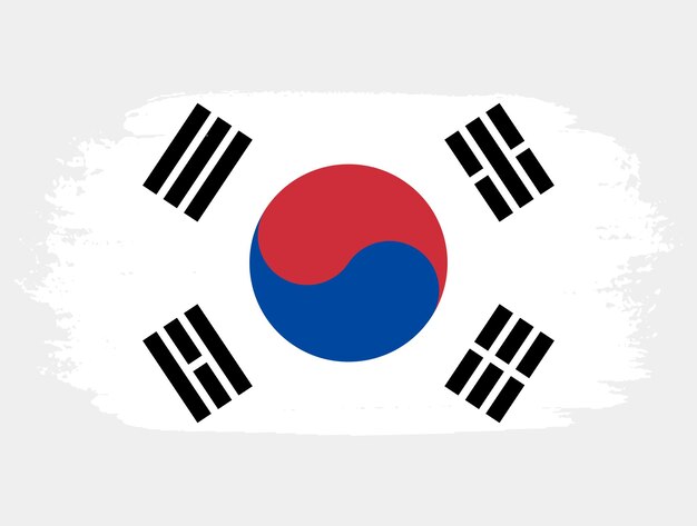 Artistieke grunge brush vlag van Zuid-Korea geïsoleerd op witte achtergrond Elegante textuur van de nationale vlag van het land