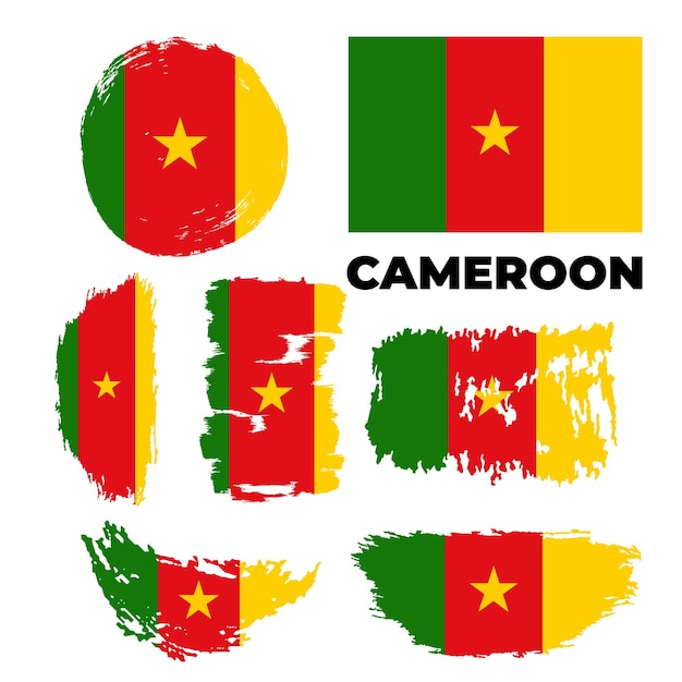 Artistieke grungy aquarel penseelvlag van het land van Kameroen