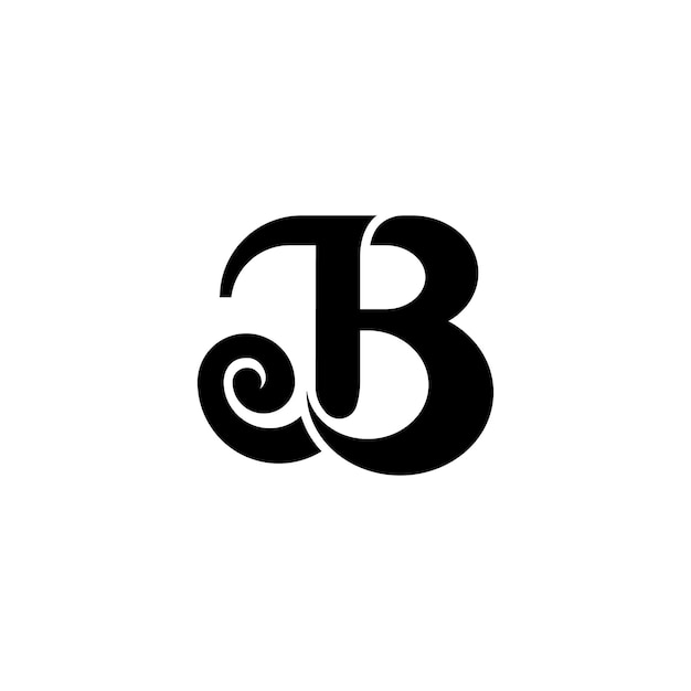 Artistieke letter B of J en B eerste logo ontwerpsjabloon