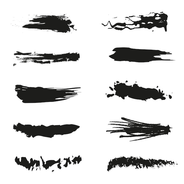 Artistieke penselen Set van vectorpenselen Handgetekende verzameling abstracte penseelstreken