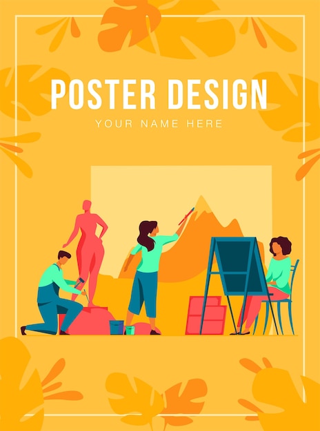 Artists creating artworks poster template