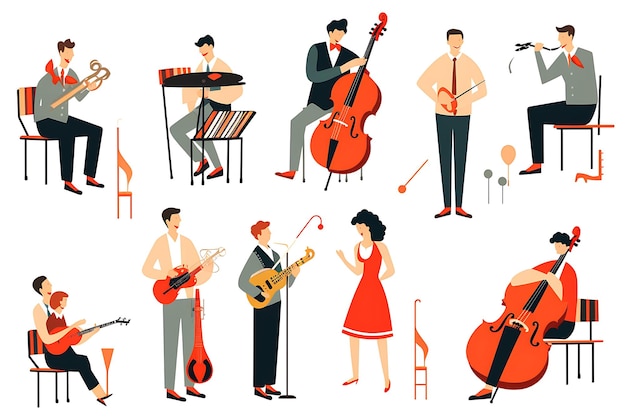 Artists Playing Music Illustration