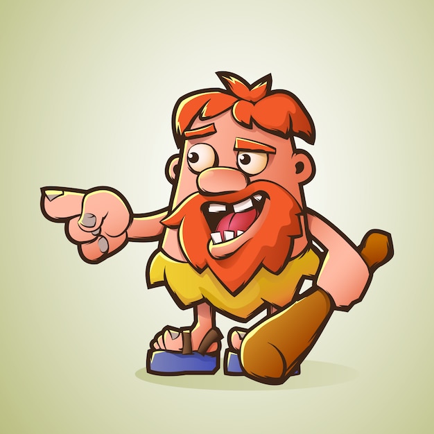 Vector Сartoon caveman armed with a club