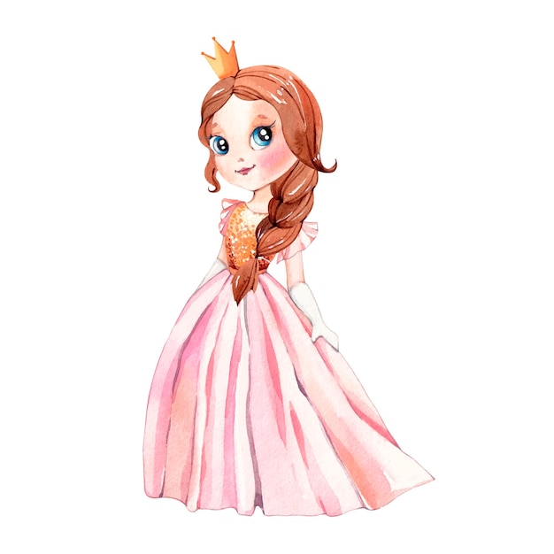 Сartoon prinses aquarel illustratie