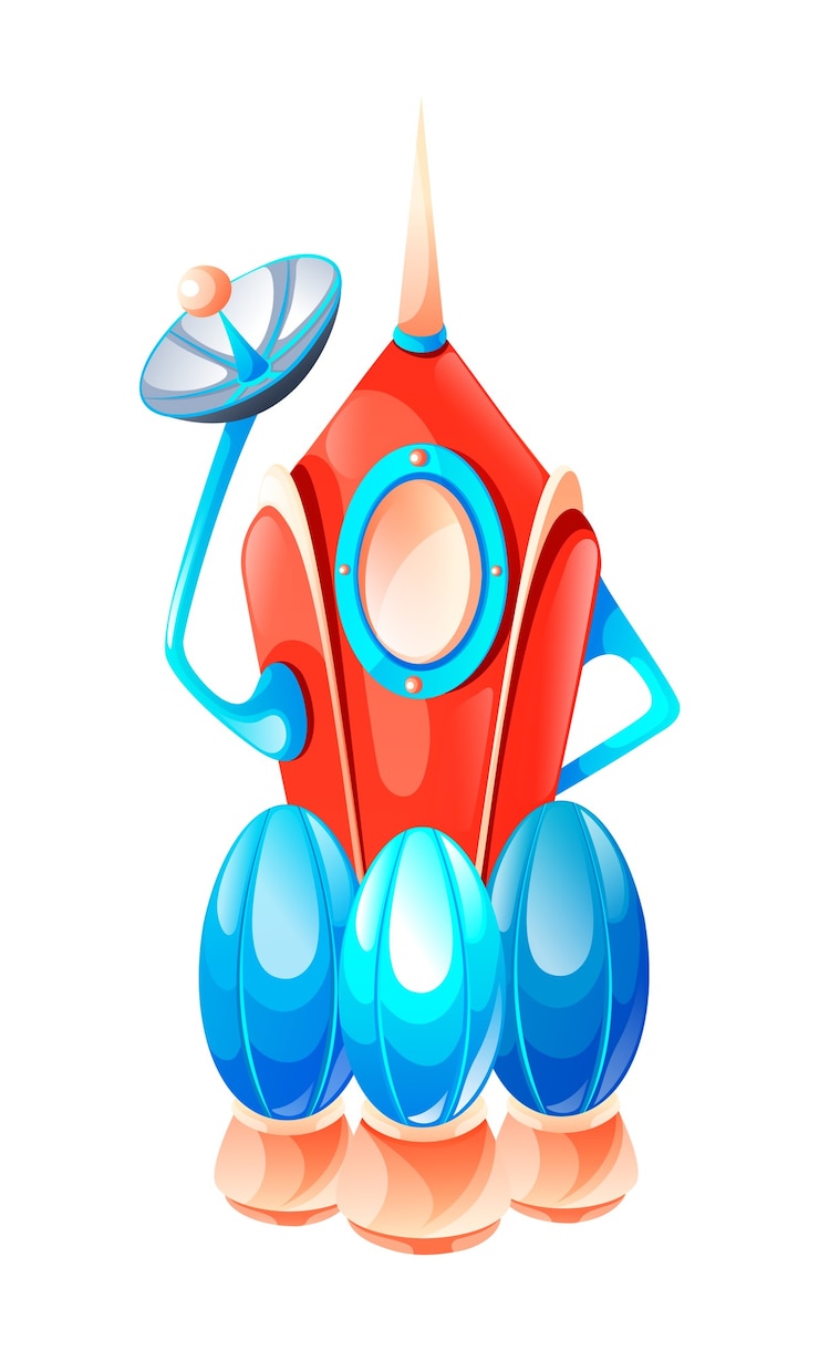 वेक्टर artoon starting space rocket isolated on white