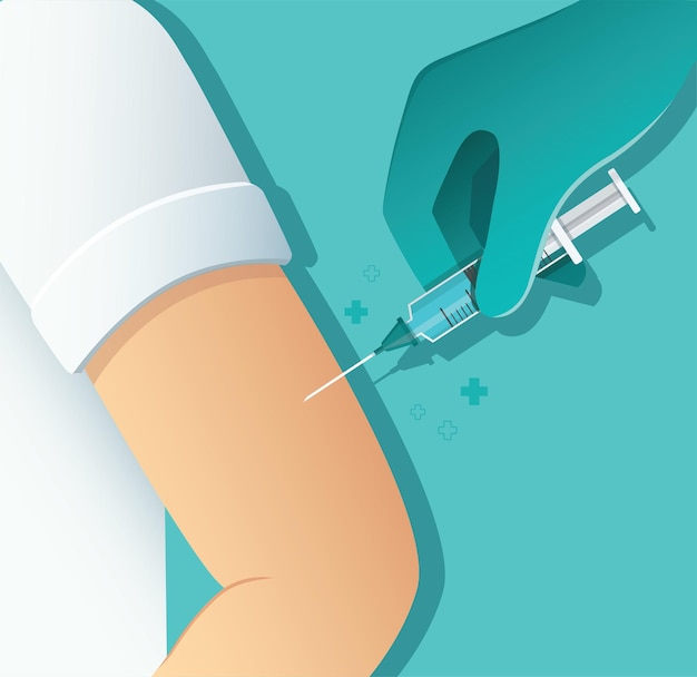 Arts die patiëntenvaccin, geneeskundegezondheidsconcept geeft
