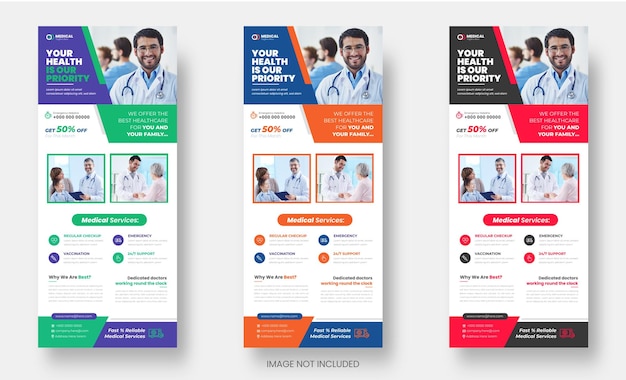 arts gezondheidszorg moderne rekkaart en dl flyer of roll-up banner of stand banner ontwerp