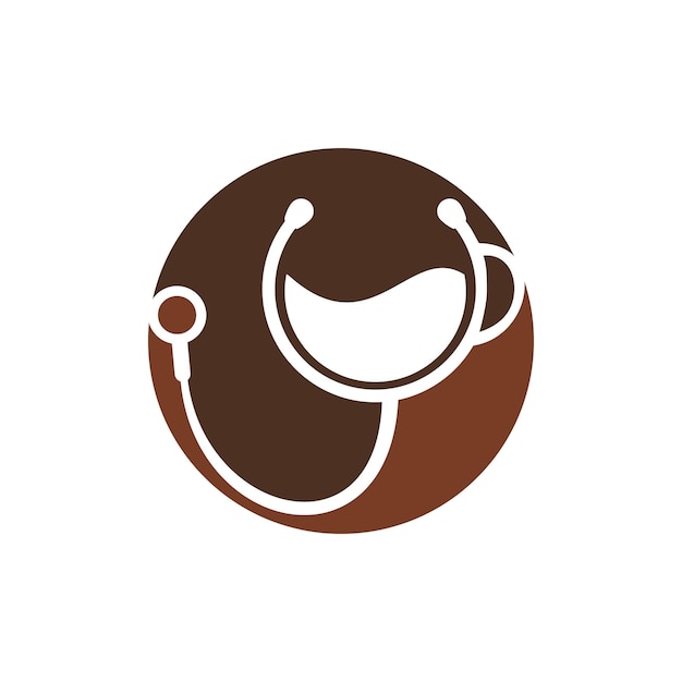 Artsen stethoscoop met koffiekopje logo-ontwerp