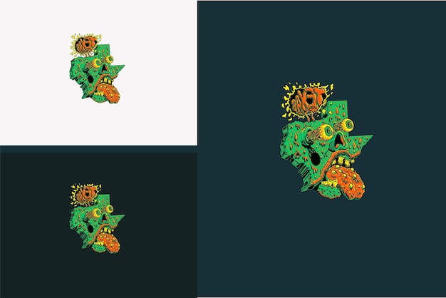 Progettazione grafica del vettore divertente testa zombie